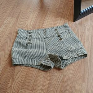 { 2.1 Denim } Striped Front Panel Shorts